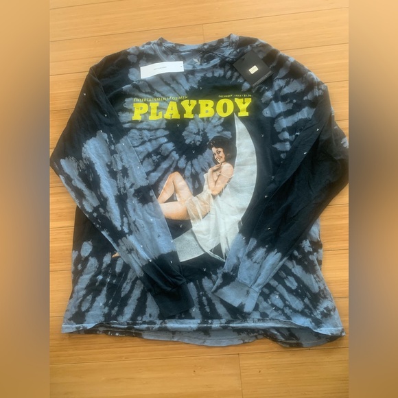 Playboy Black and Blue Tie-Dye Tee - Picture 1 of 4